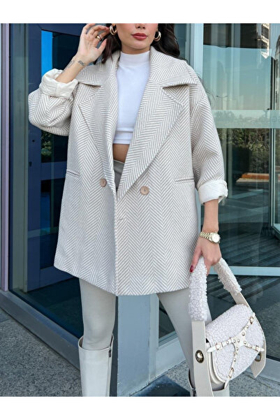 My Blog Palton oversize cu model Stone Herringbone