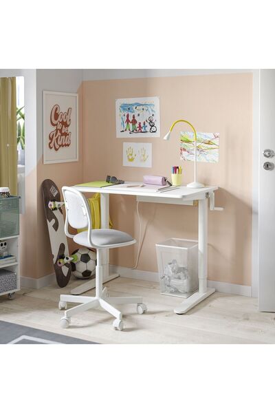 IKEA çocuk çalışma masası, beyaz, 90x60 cm, yükseklik ayarlı