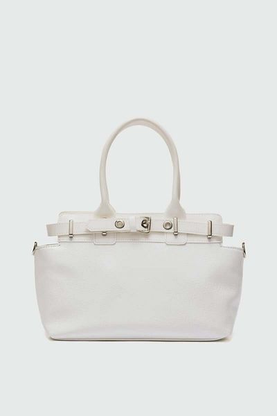 Shule Bags Twin Belt Buckle Detailed Shoulder Bag Cream