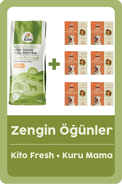 kito Kuzu Etli Yetişkin Köpek Maması 7 Kg + 6 Adet Fresh Somon Etli %100 Taze...