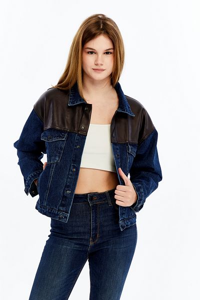 CHOS7N Jachetă standard de blugi pentru femei, din piele, nișă, design original, zilnic, model Streetwear, paltoane bomber, jachetă de colegiu