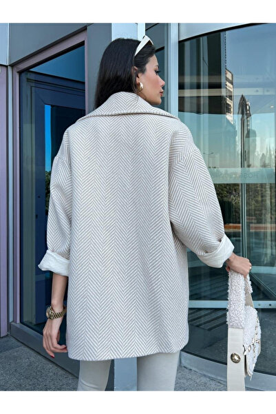 My Blog Palton oversize cu model Stone Herringbone