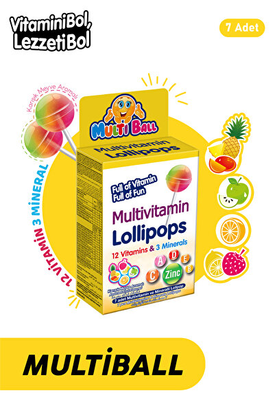 Multi Jelly Multiball Multivitamin Lollipops 7 Adet