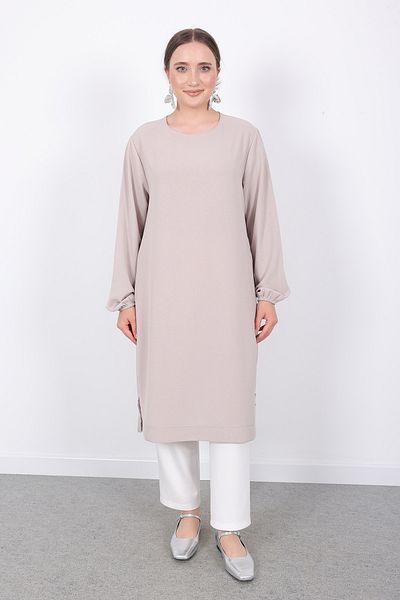 Linvey Women's Daily Comfortable Stylish Kraş Ayrobin Long Sports Tunic with Elastic Sleeves