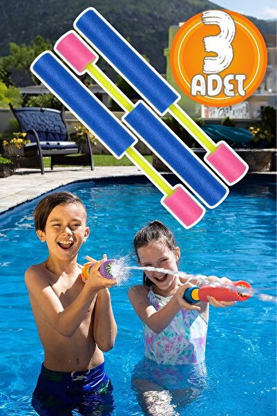 Ozsport 3 Adet Pompalı Su Tabancası Water Gun Sünger Kaplı Yaz Plaj Havuz Oyu...