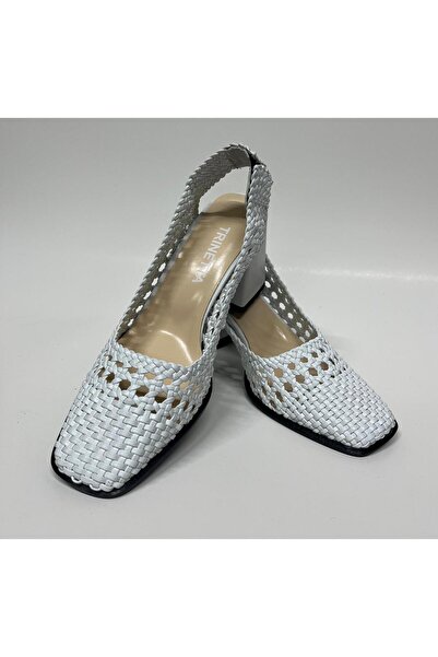 Trinetta Örgü kalın topuklu stiletto ayakkabı