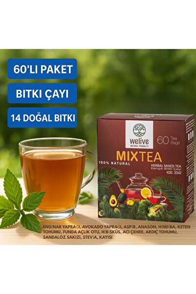 Welive Mixtea 60'lı Süzen Çay - Detoks ve Metabolizma Desteği (Karışık Bitkilerle)