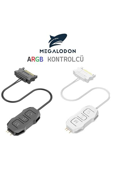 MEGALODON وحدة تحكم ARGB 5 فولت 3 دبوس إلى كابل SATA محول ARGB وحدة تحكم RGB لون أبيض