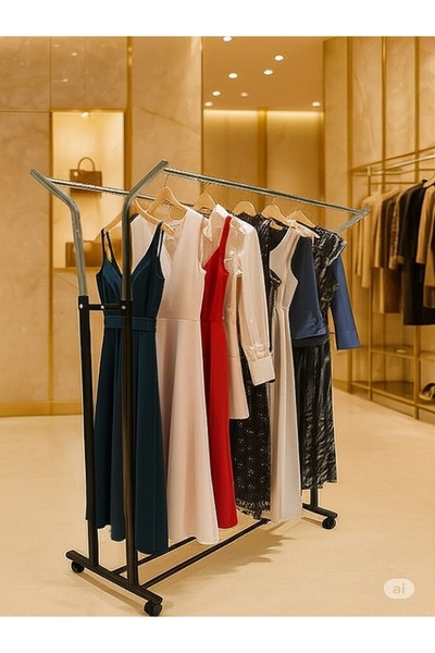 HOMEBELLA V Adjustable 125 cm Metal Garment Clothes Rack with Wheels Portable Donkey Display Rack