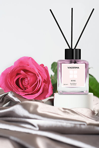 Viaderma Kare Şişe Gül Esansı Bambu Çubuklu Oda Kokusu