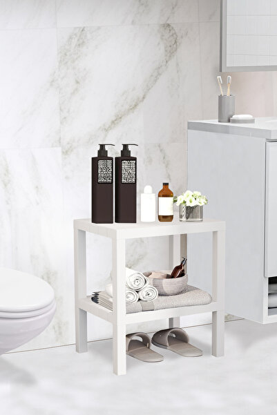 Trend Maison Dekoratif Plastik Çok Amaçlı Banyo Düzenleyici-saksılık-kitaplık-çiçeklik 2 Katlı Beyaz