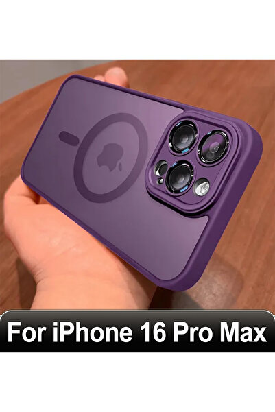 Choice جراب شحن لاسلكي مغناطيسي مقاوم للصدمات صلب لهاتف iPhone 16 ProMax PURP...