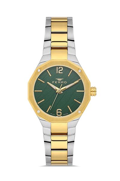 FERRO Yellow and Silver Steel Cord Women Wrist Watch Fl43018A-D6