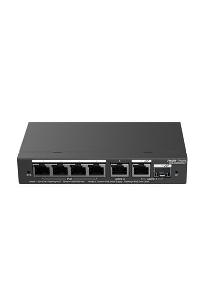Ruijie Networks Switch 4 PoE+ ports, 2 GE ports, 1 SFP port, Gigabit, Cloud Management - Ruijie RG-ES206GS-P