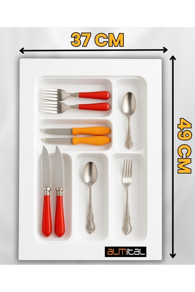 almital mobilya aksesuarları furniture accessories 37x49 εκ. Σετ 2 Λευκά Μαχαιροπήρουνα και Κουτάλια - 32Χ41 εκ. Κοπή