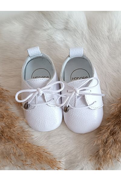 Hodore Alpha White Leather Baby Shoes