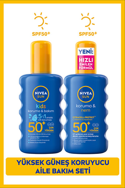 NIVEA SUN SPF50 Yüksek Güneş Koruyucu Vücut Spreyi 200ml ve Çocuklar İçin Has...