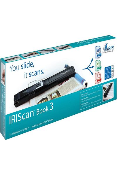 IRIScan Book 3 Color Document Image Handheld Portable Mobile Color Scanner - Black