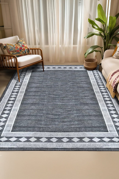 ferahome Dijital Baskı Kaymaz Dot Taban Yıkanabilir Halı Oda Salon Kesme Yoll...