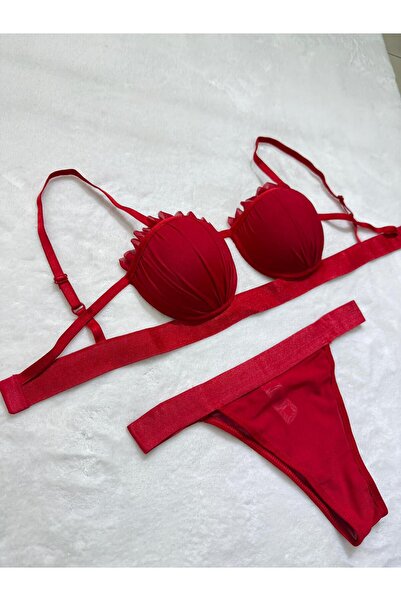 Elora Oyster Model Red Underwear (Bra & Panties)