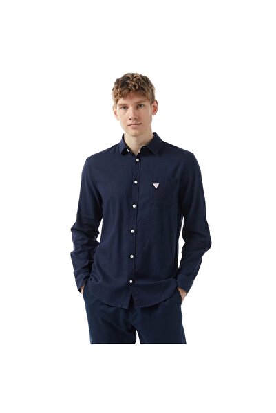 Guess LS ROLL-UP SHIRT Erkek Lacivert Gömlek F4GH00WG3L0-G7V2