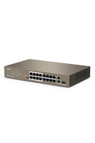 Tenda Switch cu 16 porturi PoE 10/100 Mbps, 2 porturi Gigabit RJ45, 1 port Gigabit SFP - TND-TEF1118P-16-150W-V30