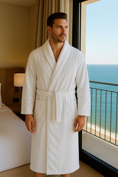 LaraLisa Collection Textured Bamboo Combed Yarn Unisex Bathrobe Excellent Quality Long Lasting Soft Keeps Water Quickly Absorbs