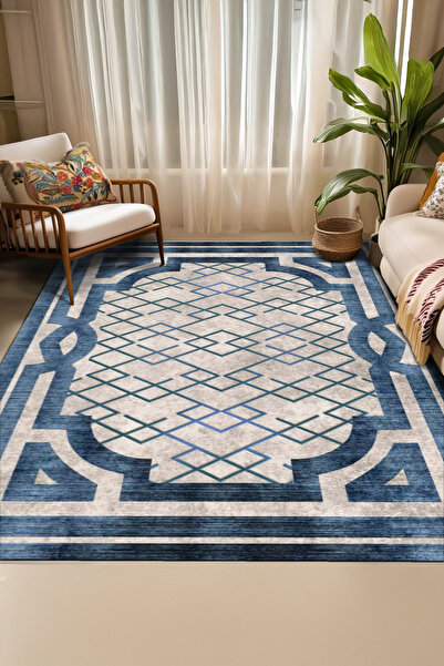 ferahome Dijital Baskı Kaymaz Dot Taban Yıkanabilir Halı Oda Salon Kesme Yoll...