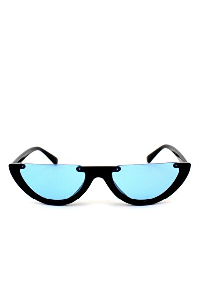 Toz Vintage نظارة شمسية سوداء نصف كلاسيكية و ريترو كات - زجاج أزرق