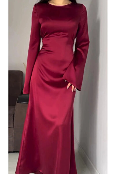 Raya Gym Βραδινό φόρεμα Hijab με κορδόνι πίσω Μπορντό 583291