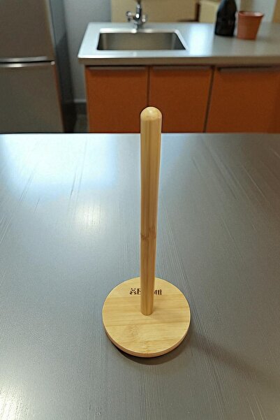 safestore Bamboo Round Paper Towel Holder Vertical Table Top Roll Paper Towel Upright Towel Napkin Holder