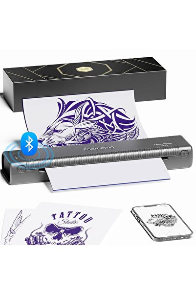Phomemo TP81 Taşınabilir Profesyonel Dövme Şablonu Tattoo Yazıcısı + 10 Adet Dövme Kağıdı