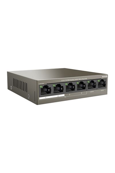 Tenda Switch 4 PoE ports, 2 RJ45 10/100Mbps uplink ports - TND-TEF1106P-4-63W