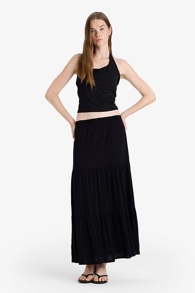 DeFacto High Waist Crinkle Viscose Maxi Skirt D5033Ax25Sm