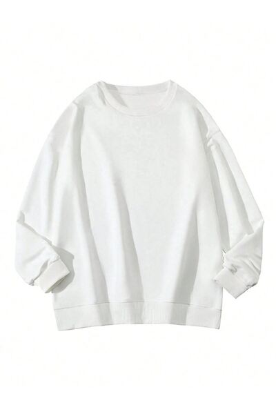 CLAYES Hanorac gros de iarnă Exodus 14:14 - Imprimat alb, cu decolteu gros de iarnă supradimensionat