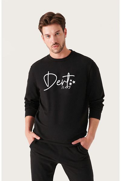 VBSVİBES Hanorac negru unisex oversize cu imprimeu Dert cu decolteu