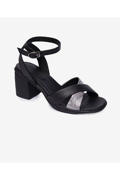 Greyder Sandale cu toc din piele naturală neagră pentru femei 4Y2PS33551