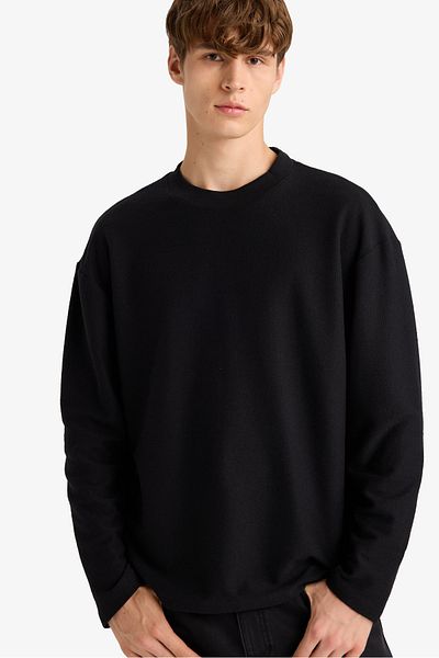 DeFacto Boxy Fit Relaxed Fit Crew Neck Cotton Long Sleeve T-Shirt E8437Ax25Au