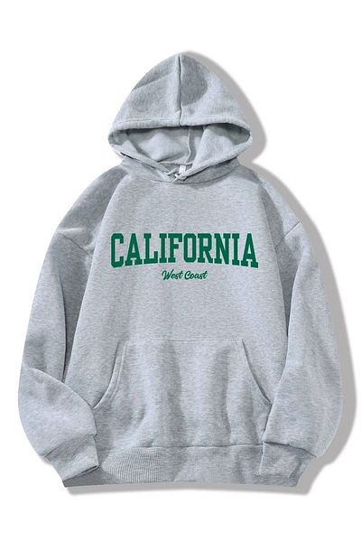 VBSVİBES Hanorac imprimat California - Trend de design oversize cu glugă gri