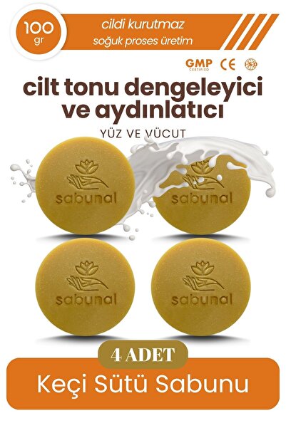 sabunal Keçi Sütü Sabunu 4 Adet - Cilt Tonu Dengeleyici ve Aydınlatıcı Sabun