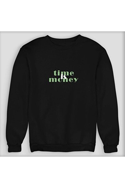 VBSVİBES Hanorac cu imprimeu Time - Gât rotund, oversize, design, trend