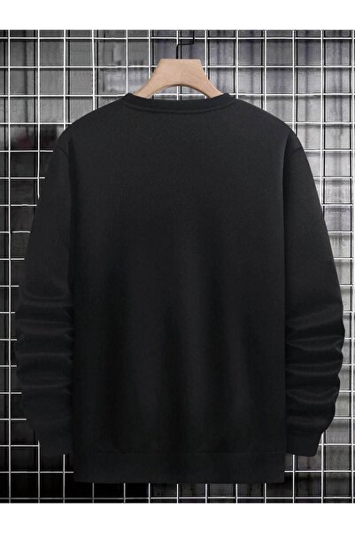 CLAYES Wake Sweatshirt - Siyah Baskılı Oversize Bisiklet Yaka