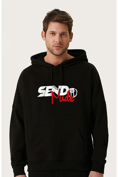 VBSVİBES Φούτερ Unisex Oversize Send Nudes με στάμπα με κουκούλα