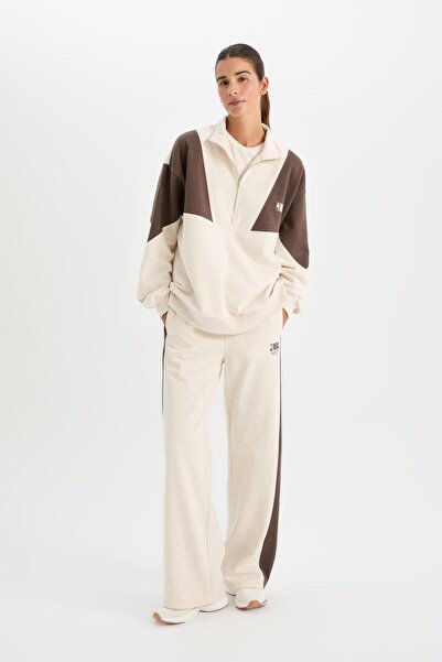 DeFacto DeFactoFit NBA Wordmark Kalın Eşofman Altı Wide Leg Geniş Bol Paça Cepli Standart Boy D0686AX24AU