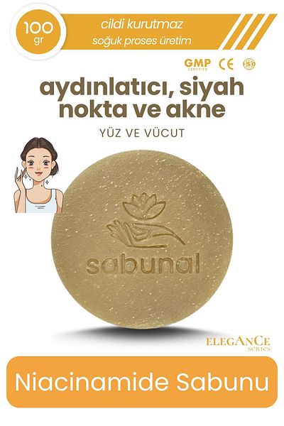 sabunal Niacinamide Soap - Brightening, Blackhead and Acne Soap 100 Gr