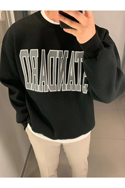 CLAYES Чоловічий оверсайз чорний світшот - стандартний крій