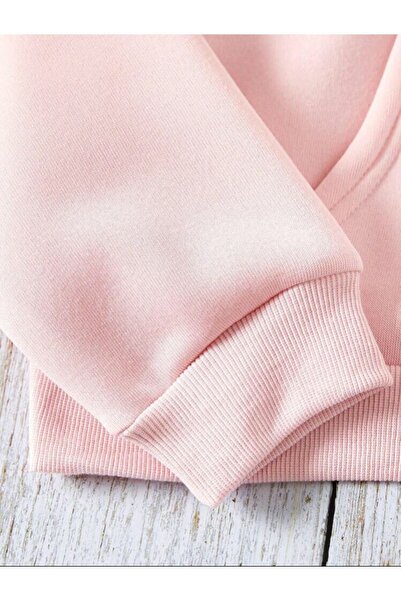 VBSVİBES Women's Pink RJC.CO Printed Hooded Oversize Sweatshirt