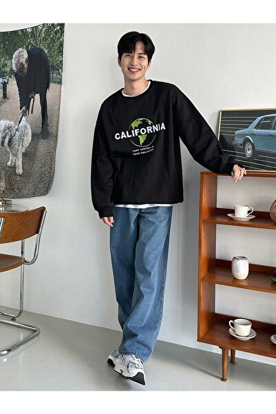 CLAYES Мъжки черен суитшърт California Oversize