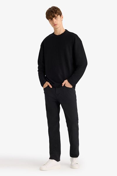 DeFacto Boxy Fit Relaxed Fit Crew Neck Cotton Long Sleeve T-Shirt E8437Ax25Au