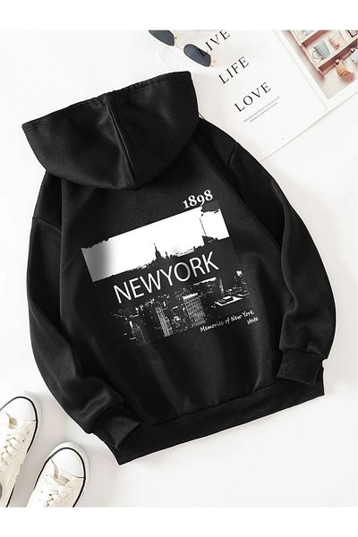 VBSVİBES Φούτερ με κουκούλα Unisex Oversize New York με στάμπα